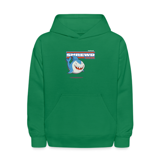 Shrewd Shark Character Comfort Kids Hoodie - kelly green