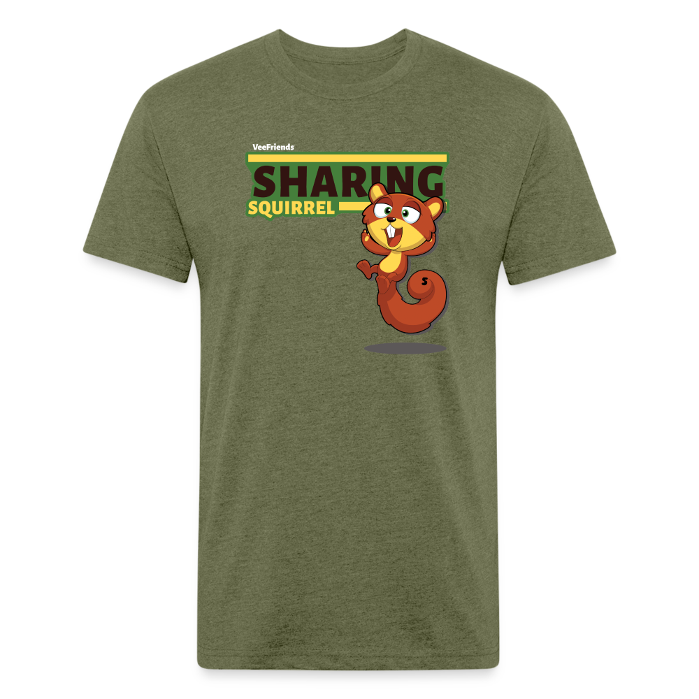 Sharing Squirrel Character Comfort Adult Tee - heather military green