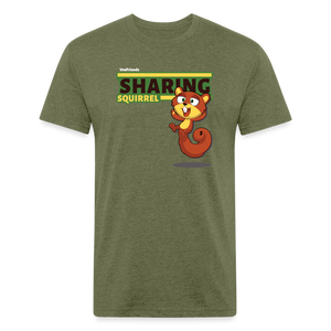 Sharing Squirrel Character Comfort Adult Tee - heather military green