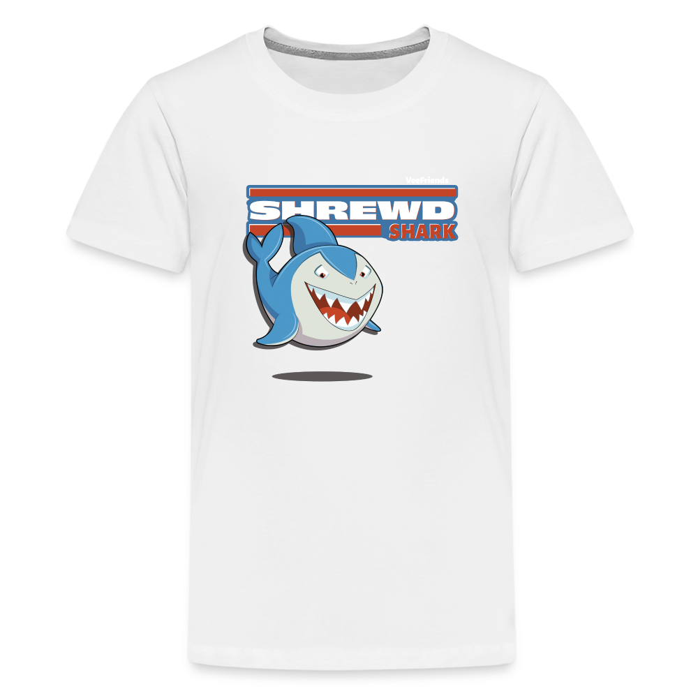 Shrewd Shark Character Comfort Kids Tee - white