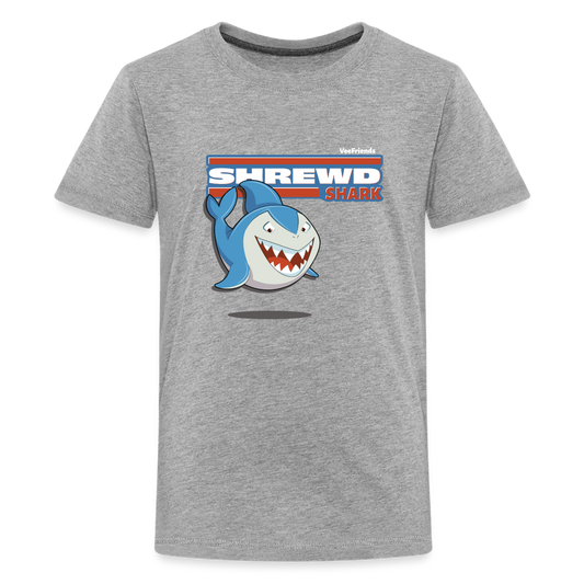 Shrewd Shark Character Comfort Kids Tee - heather gray