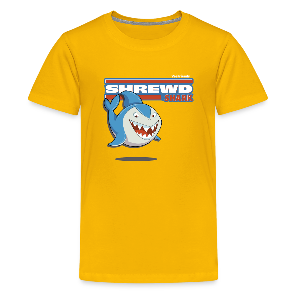 Shrewd Shark Character Comfort Kids Tee - sun yellow
