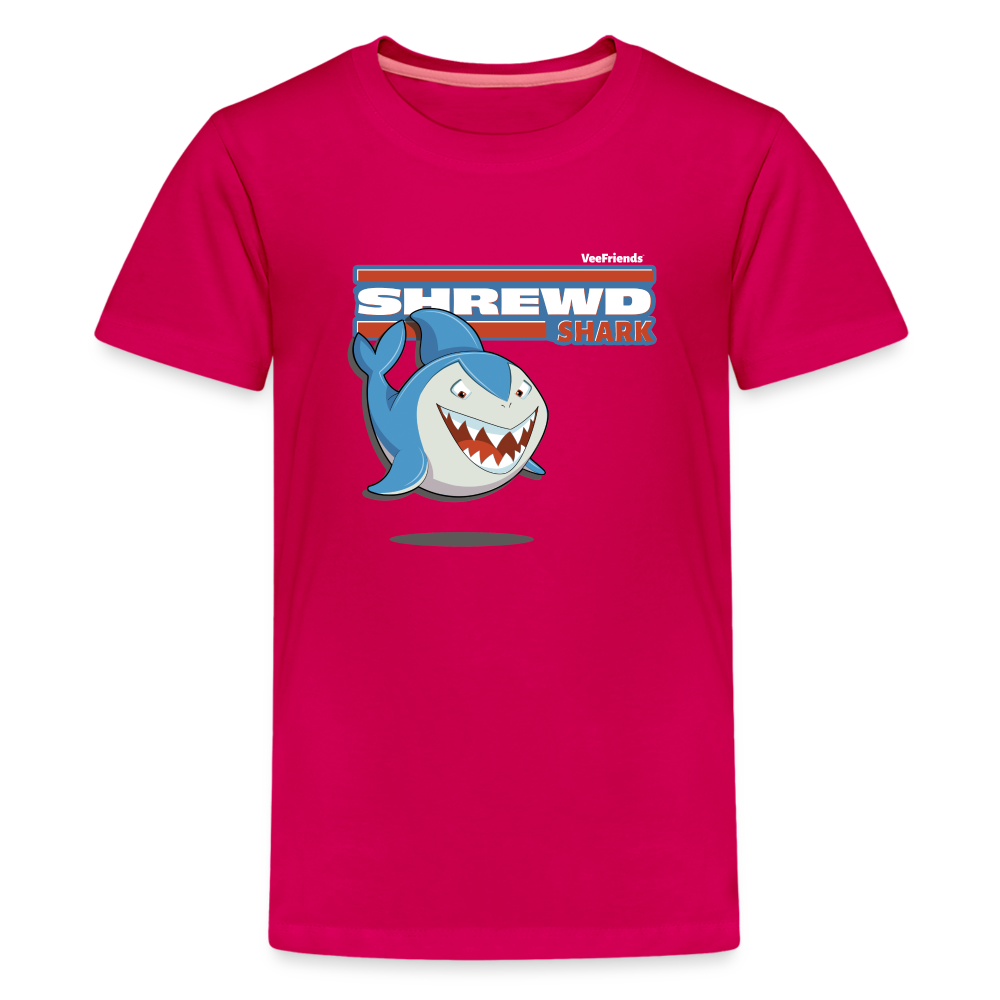 Shrewd Shark Character Comfort Kids Tee - dark pink
