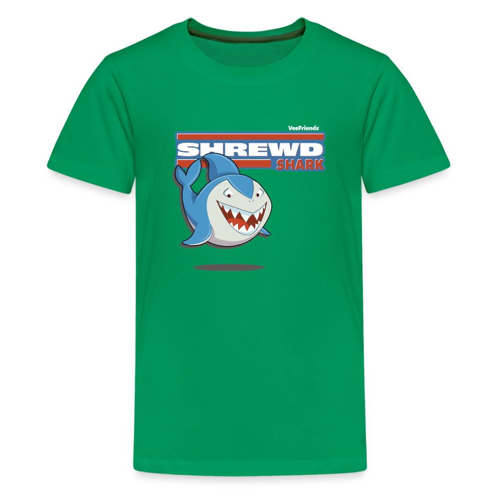 Shrewd Shark Character Comfort Kids Tee - kelly green
