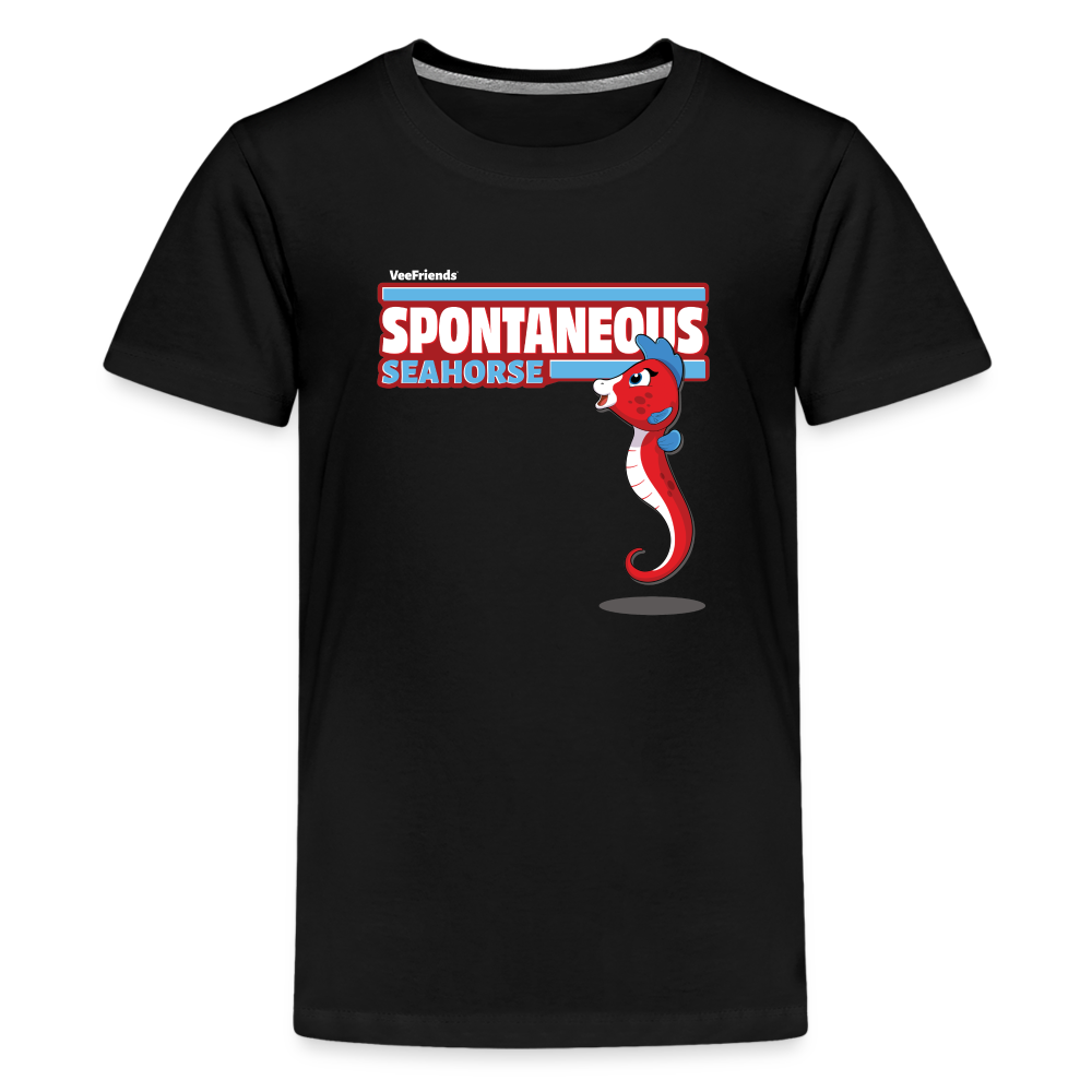 Spontaneous Seahorse Character Comfort Kids Tee - black