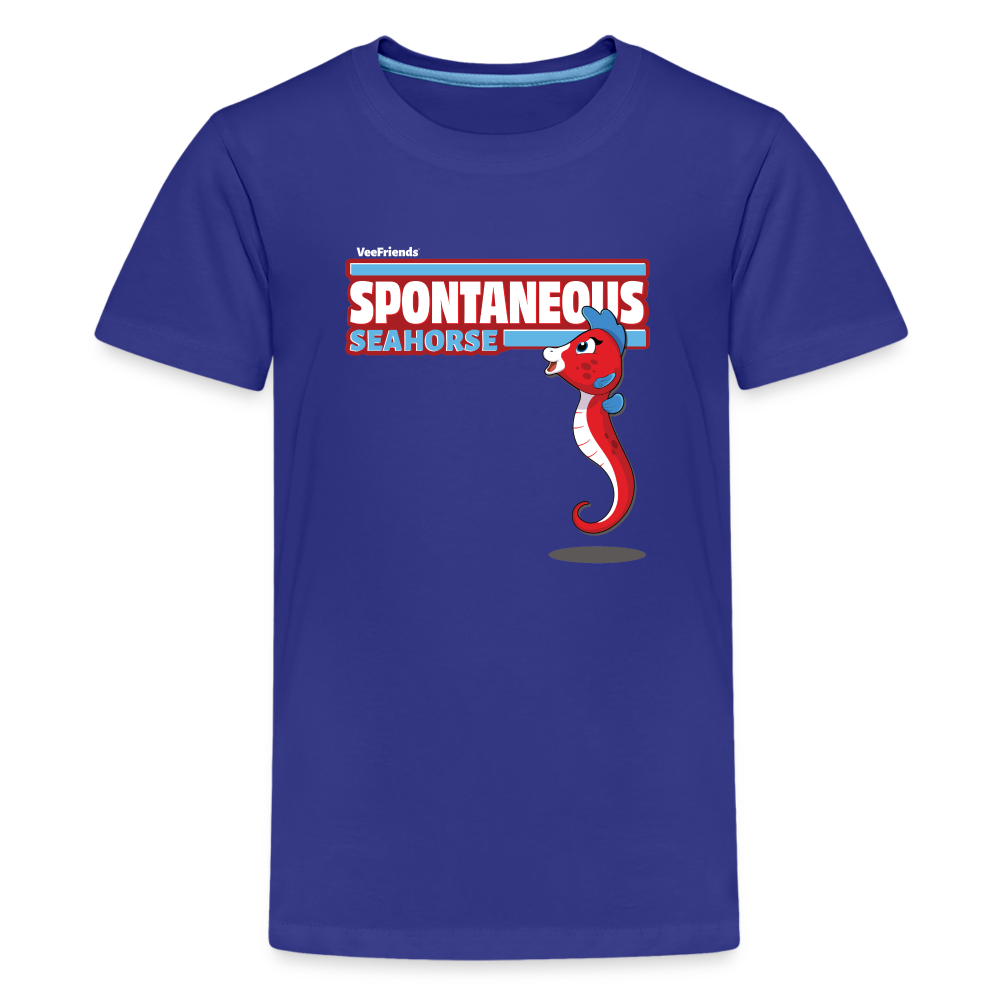 Spontaneous Seahorse Character Comfort Kids Tee - royal blue