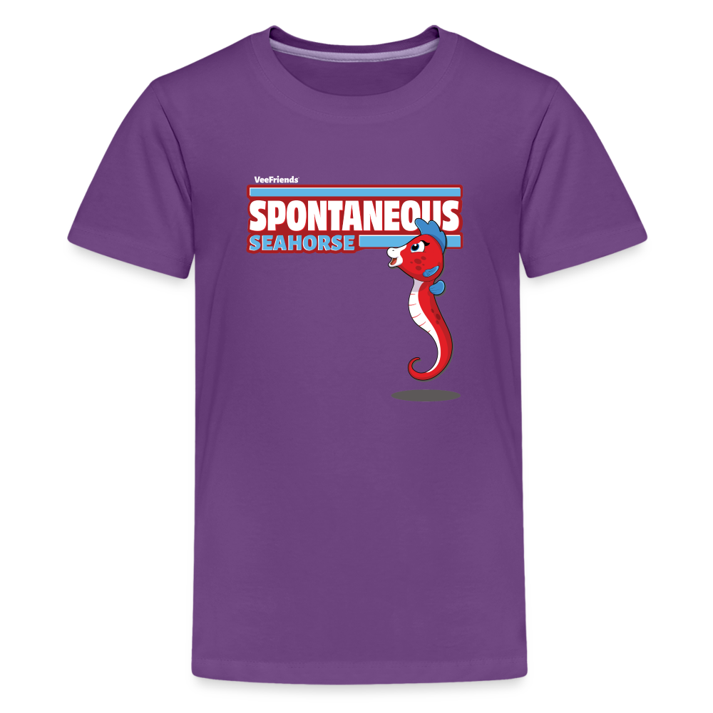 Spontaneous Seahorse Character Comfort Kids Tee - purple