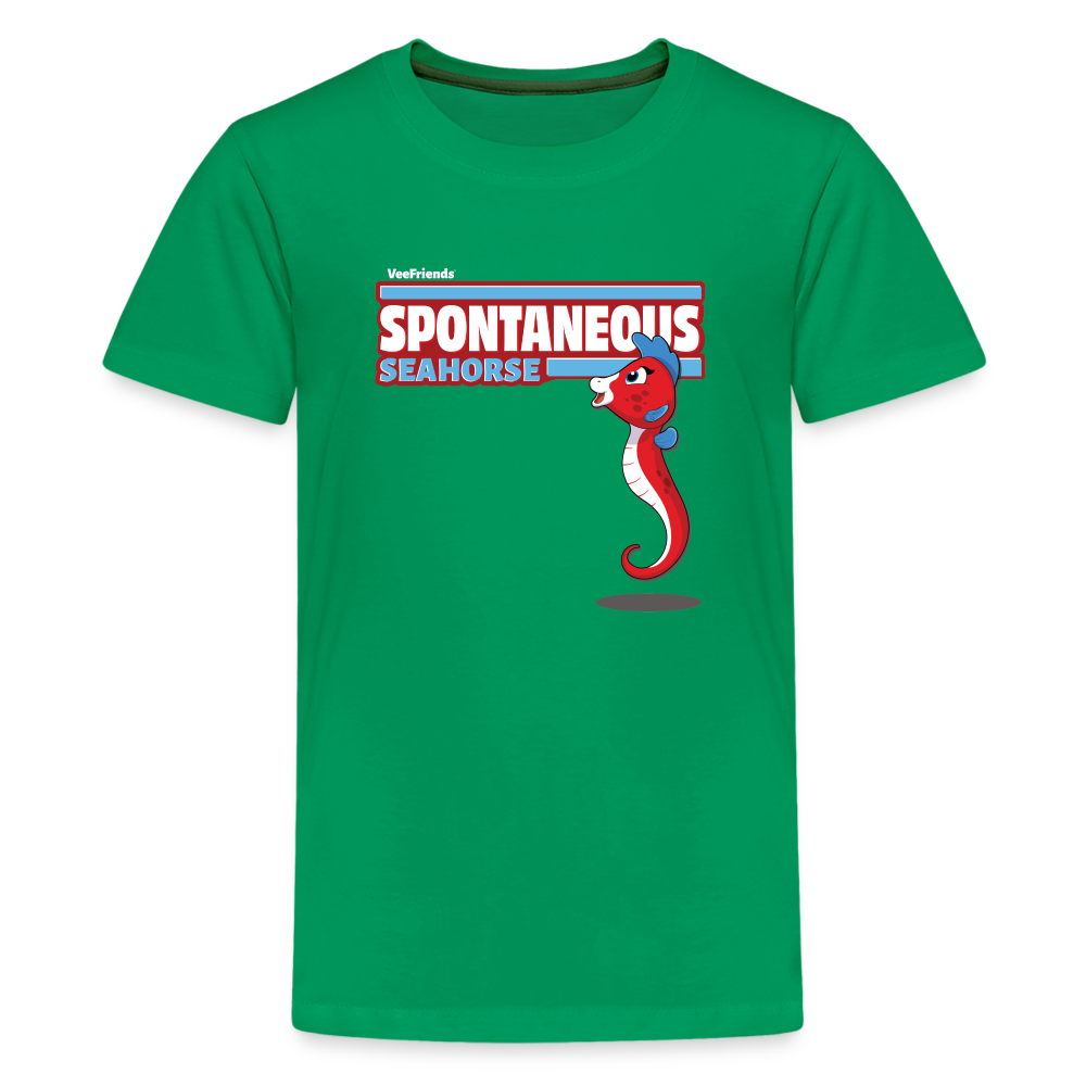 Spontaneous Seahorse Character Comfort Kids Tee - kelly green