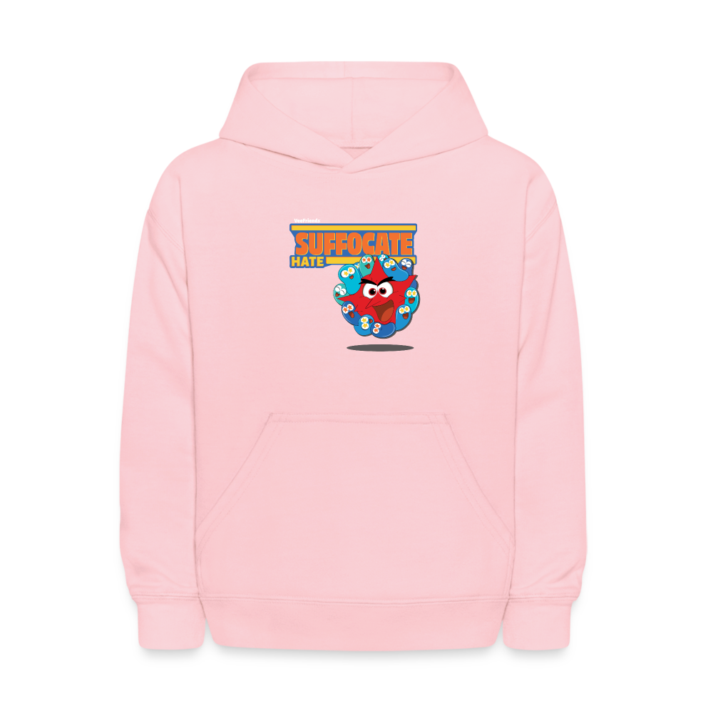 Suffocate Hate Character Comfort Kids Hoodie - pink