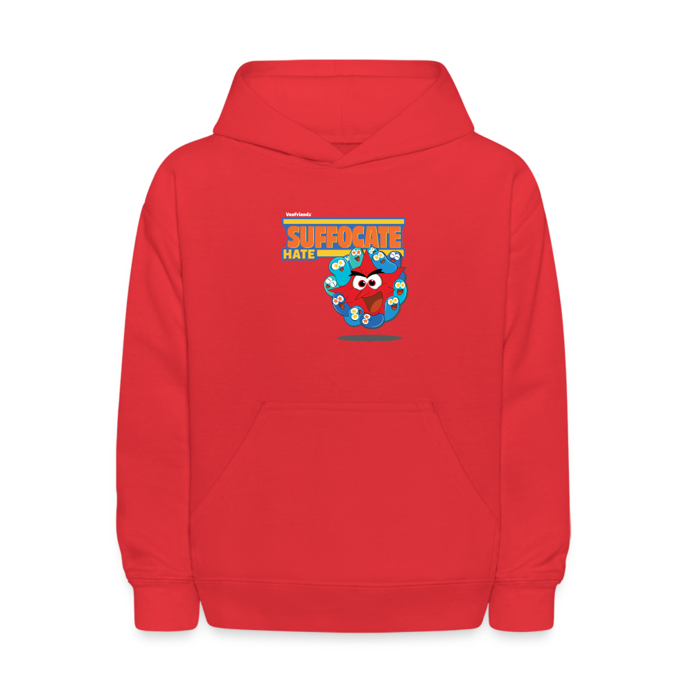 Suffocate Hate Character Comfort Kids Hoodie - red