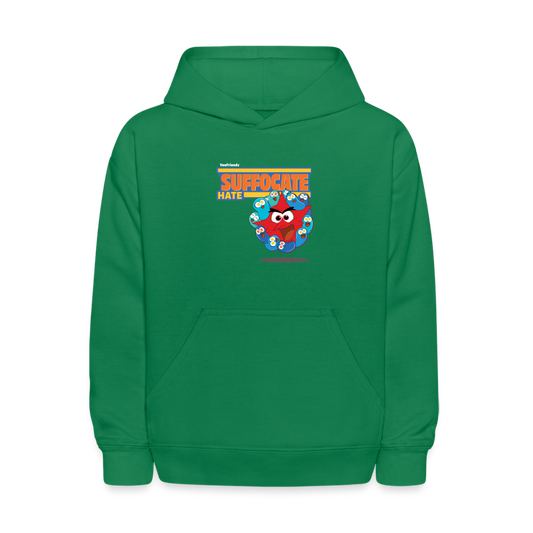 Suffocate Hate Character Comfort Kids Hoodie - kelly green