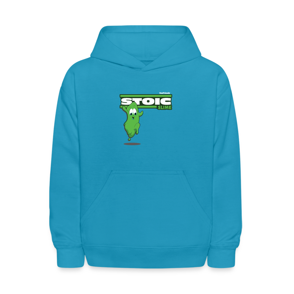 Stoic Slime Character Comfort Kids Hoodie - turquoise