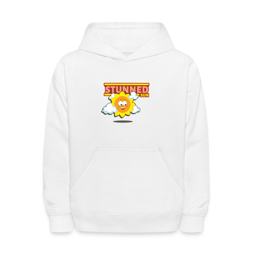 Stunned Sun Character Comfort Kids Hoodie - white