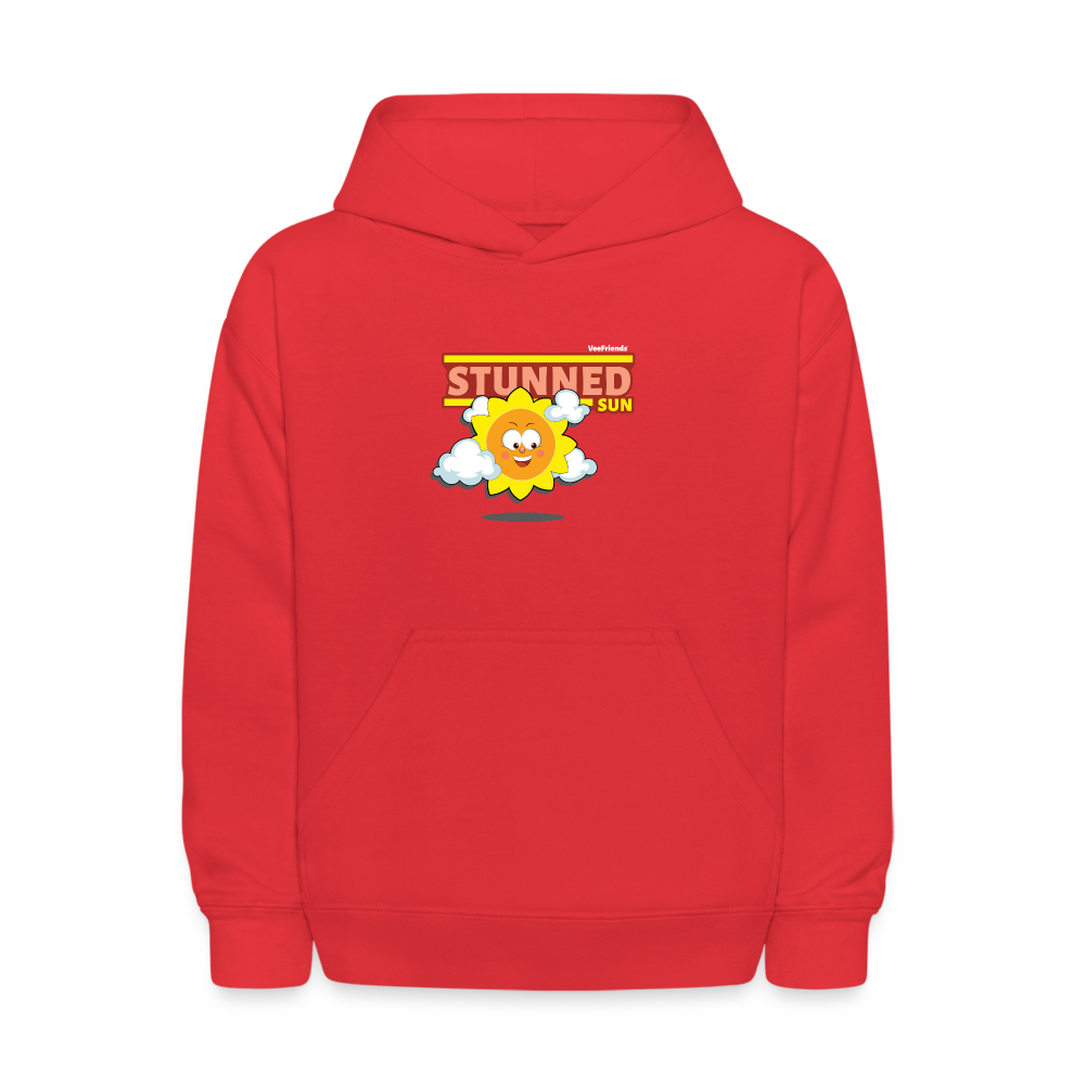 Stunned Sun Character Comfort Kids Hoodie - red