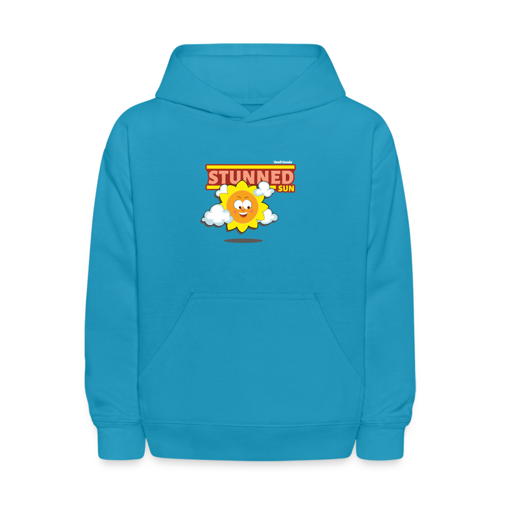 Stunned Sun Character Comfort Kids Hoodie - turquoise