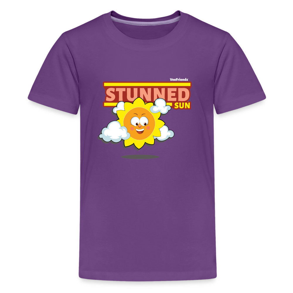 Stunned Sun Character Comfort Kids Tee - purple