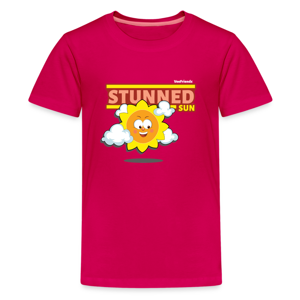 Stunned Sun Character Comfort Kids Tee - dark pink