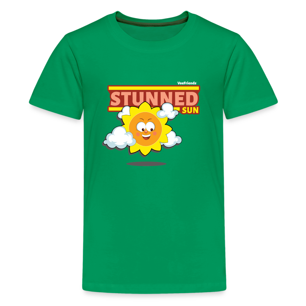 Stunned Sun Character Comfort Kids Tee - kelly green