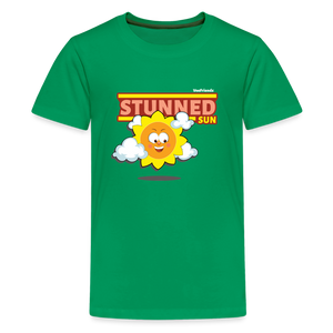 Stunned Sun Character Comfort Kids Tee - kelly green