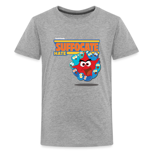 Suffocate Hate Character Comfort Kids Tee - heather gray