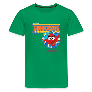 Suffocate Hate Character Comfort Kids Tee - kelly green