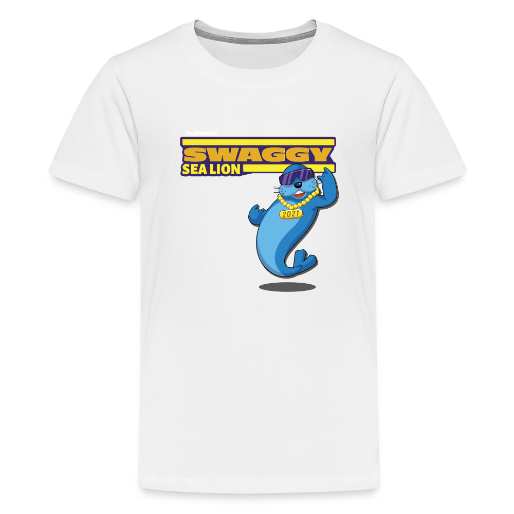 Swaggy Sea Lion Character Comfort Kids Tee - white