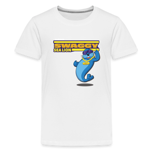 Swaggy Sea Lion Character Comfort Kids Tee - white