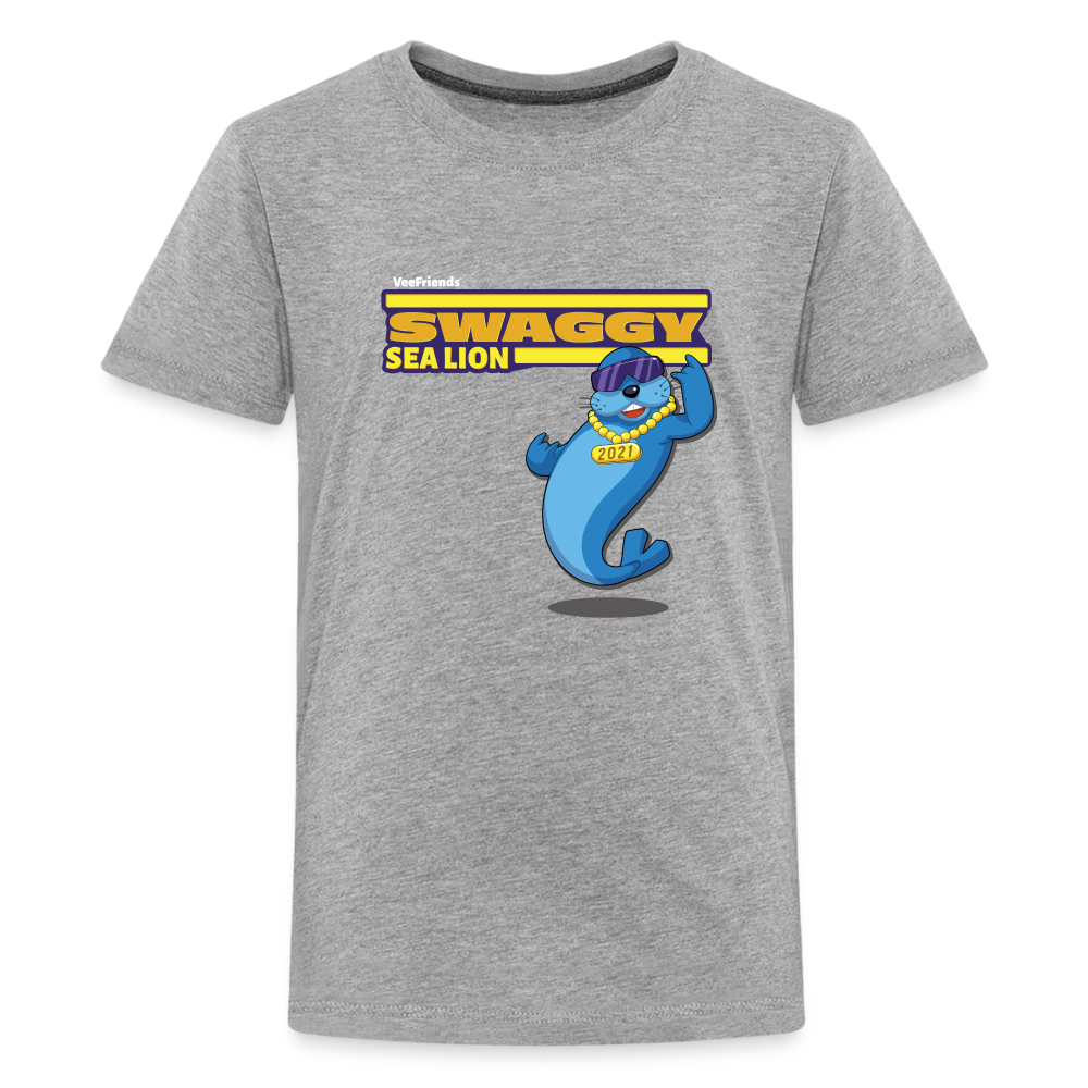 Swaggy Sea Lion Character Comfort Kids Tee - heather gray