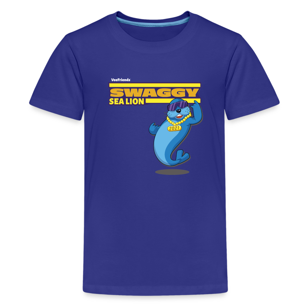 Swaggy Sea Lion Character Comfort Kids Tee - royal blue