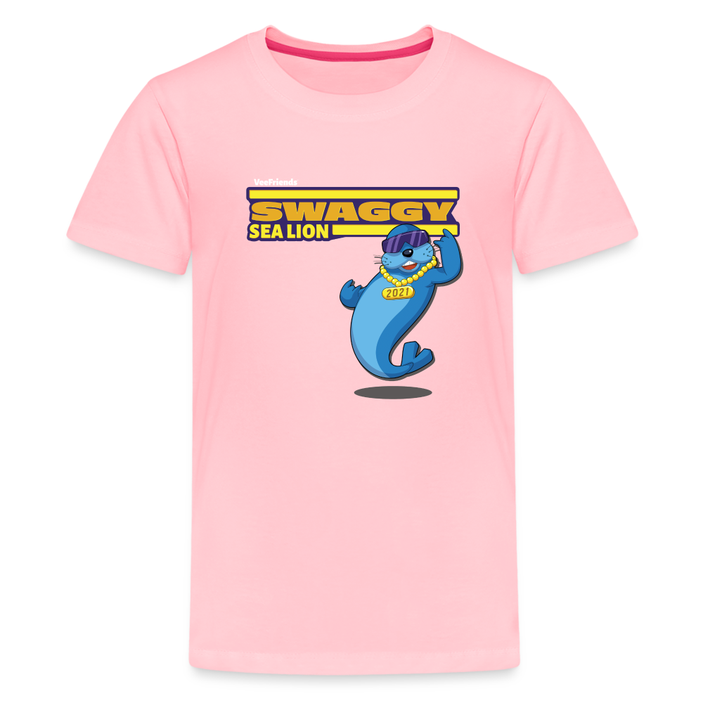 Swaggy Sea Lion Character Comfort Kids Tee - pink