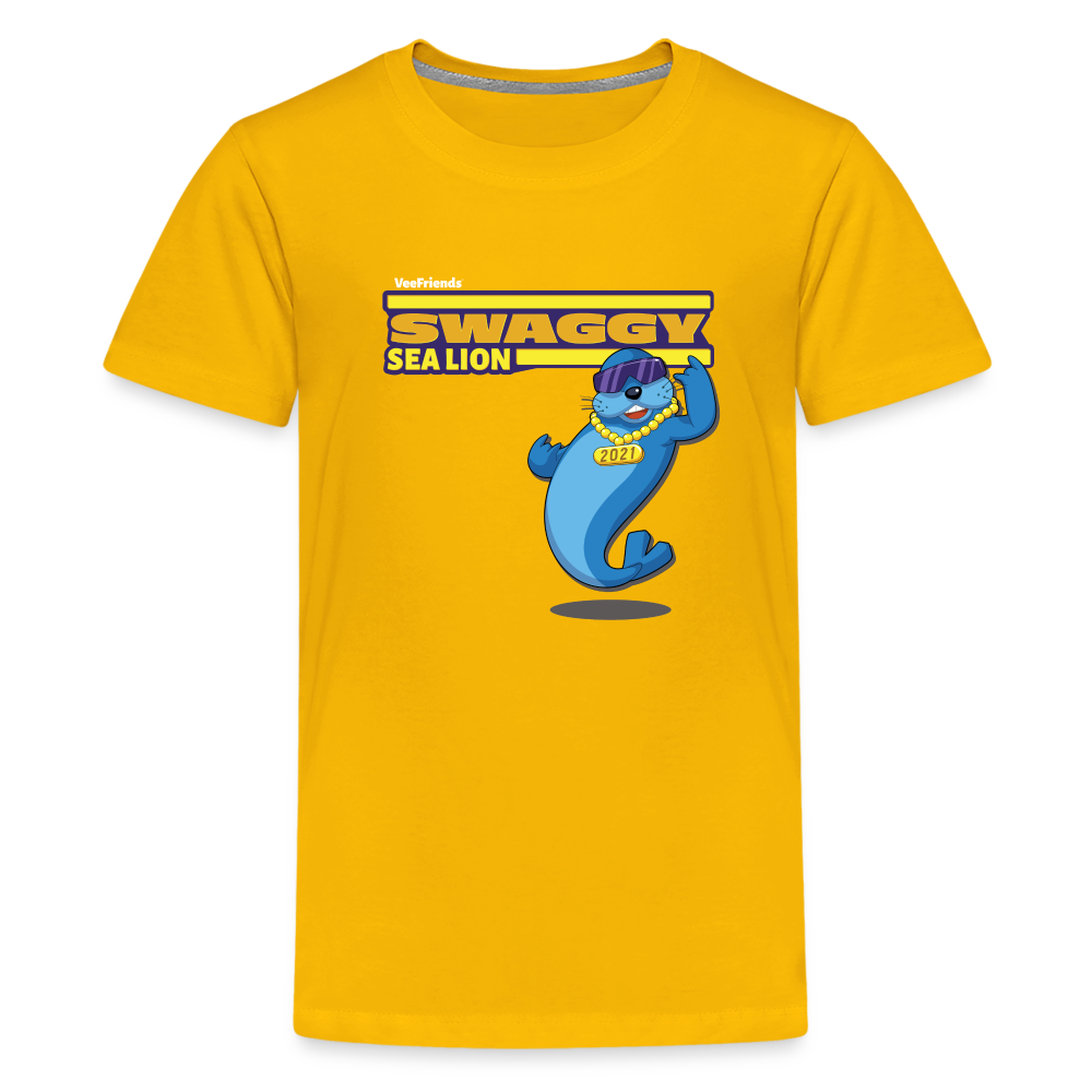 Swaggy Sea Lion Character Comfort Kids Tee - sun yellow