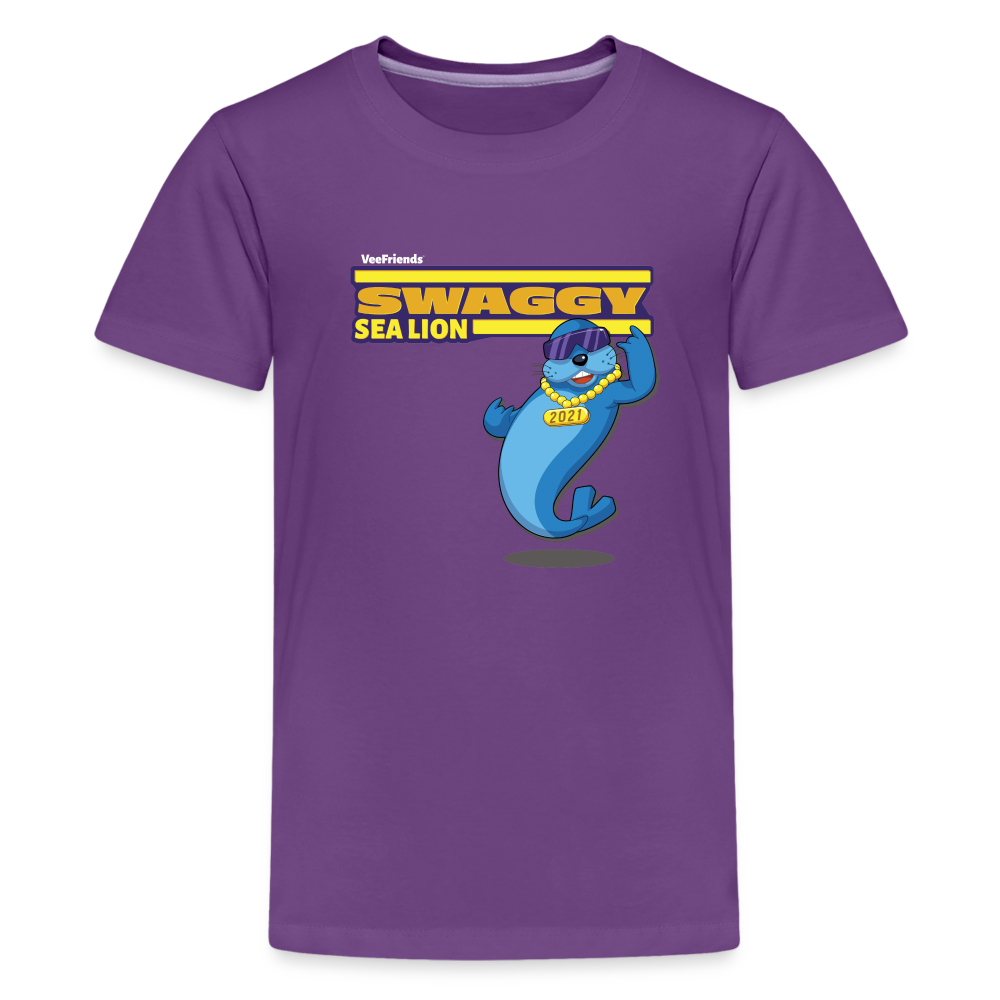 Swaggy Sea Lion Character Comfort Kids Tee - purple