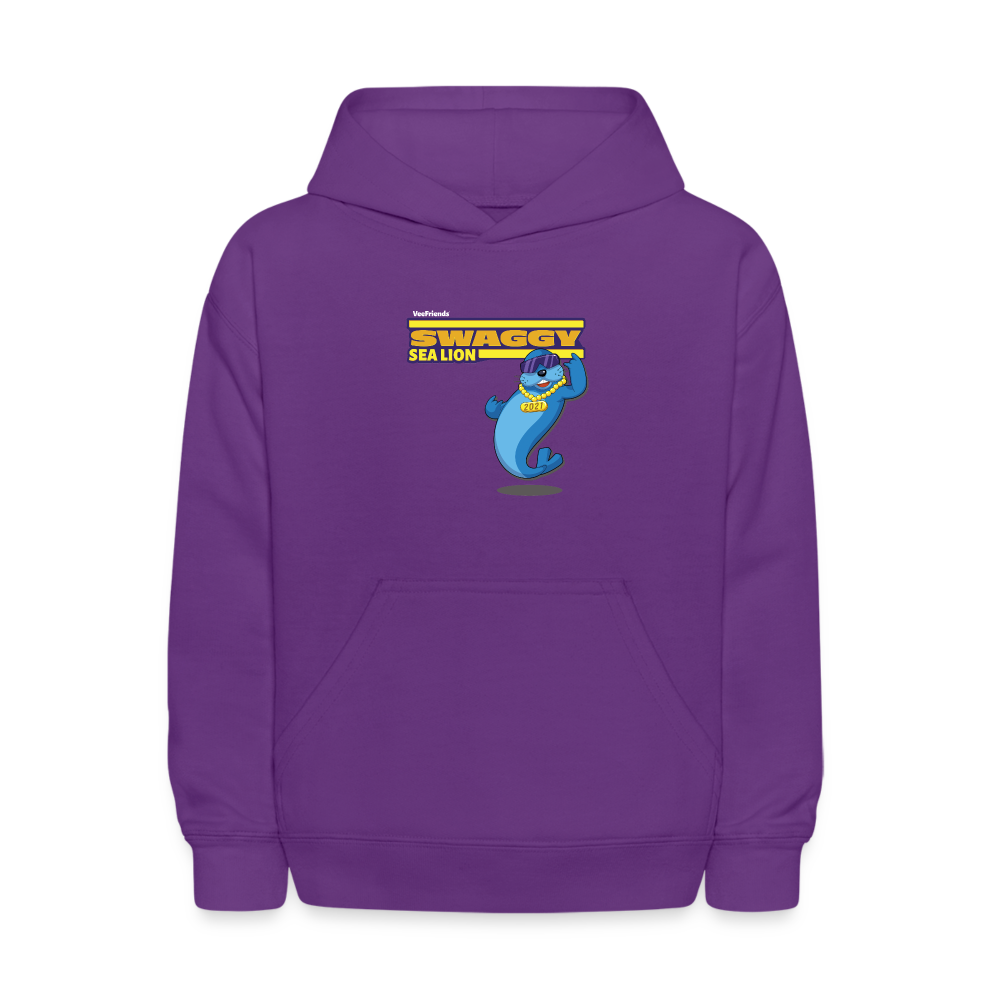 Swaggy Sea Lion Character Comfort Kids Hoodie - purple