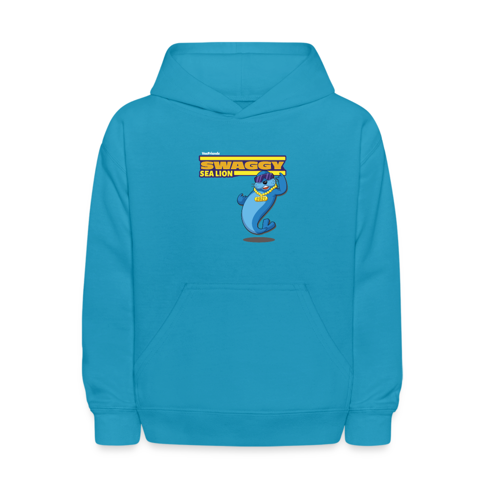 Swaggy Sea Lion Character Comfort Kids Hoodie - turquoise