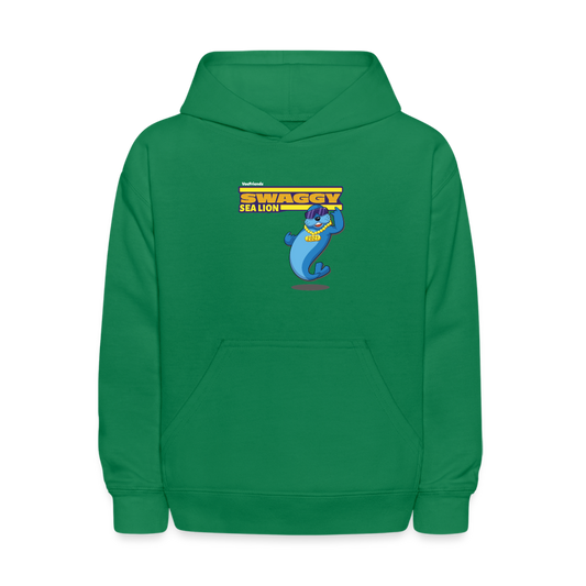 Swaggy Sea Lion Character Comfort Kids Hoodie - kelly green