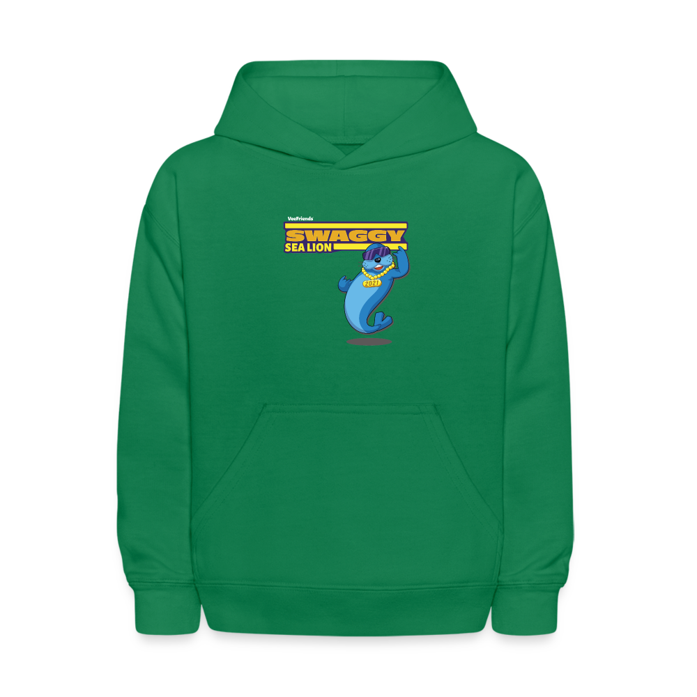 Swaggy Sea Lion Character Comfort Kids Hoodie - kelly green