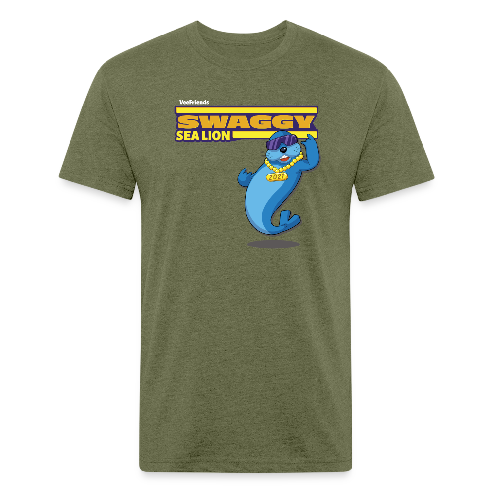 Swaggy Sea Lion Character Comfort Adult Tee - heather military green