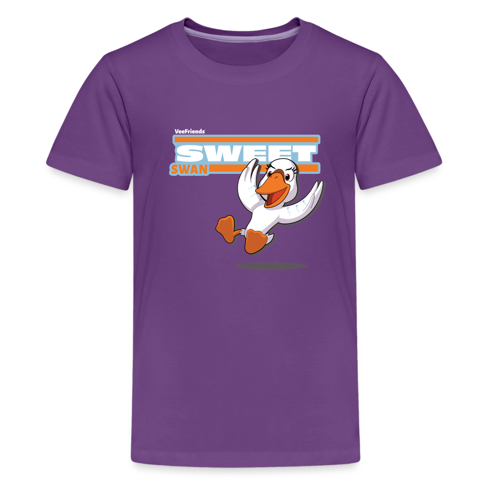 Sweet Swan Character Comfort Kids Tee - purple