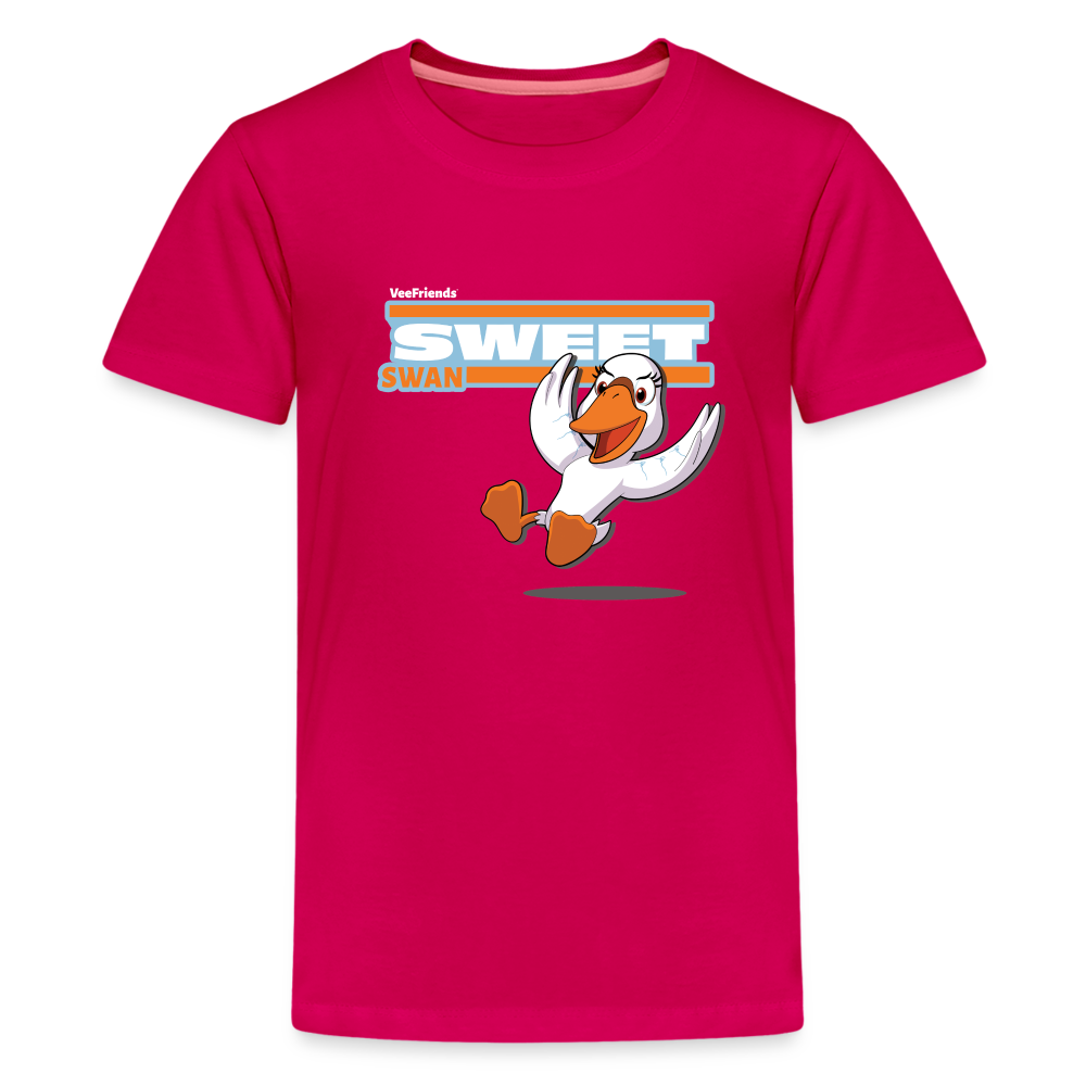 Sweet Swan Character Comfort Kids Tee - dark pink