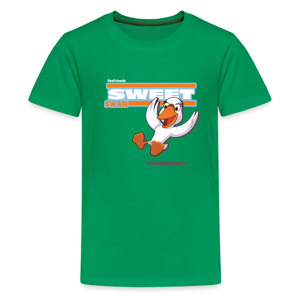 Sweet Swan Character Comfort Kids Tee - kelly green