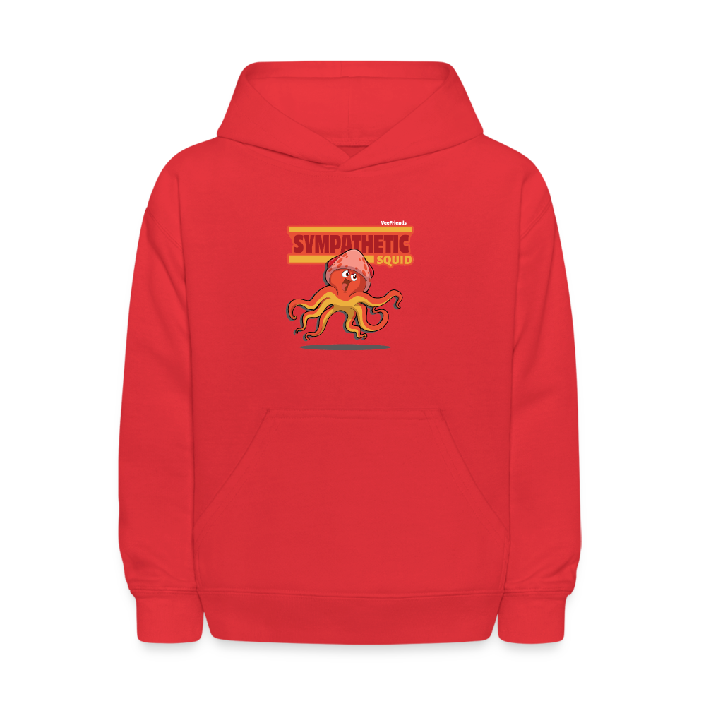 Sympathetic Squid Character Comfort Kids Hoodie - red