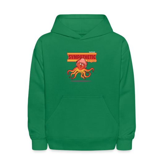 Sympathetic Squid Character Comfort Kids Hoodie - kelly green