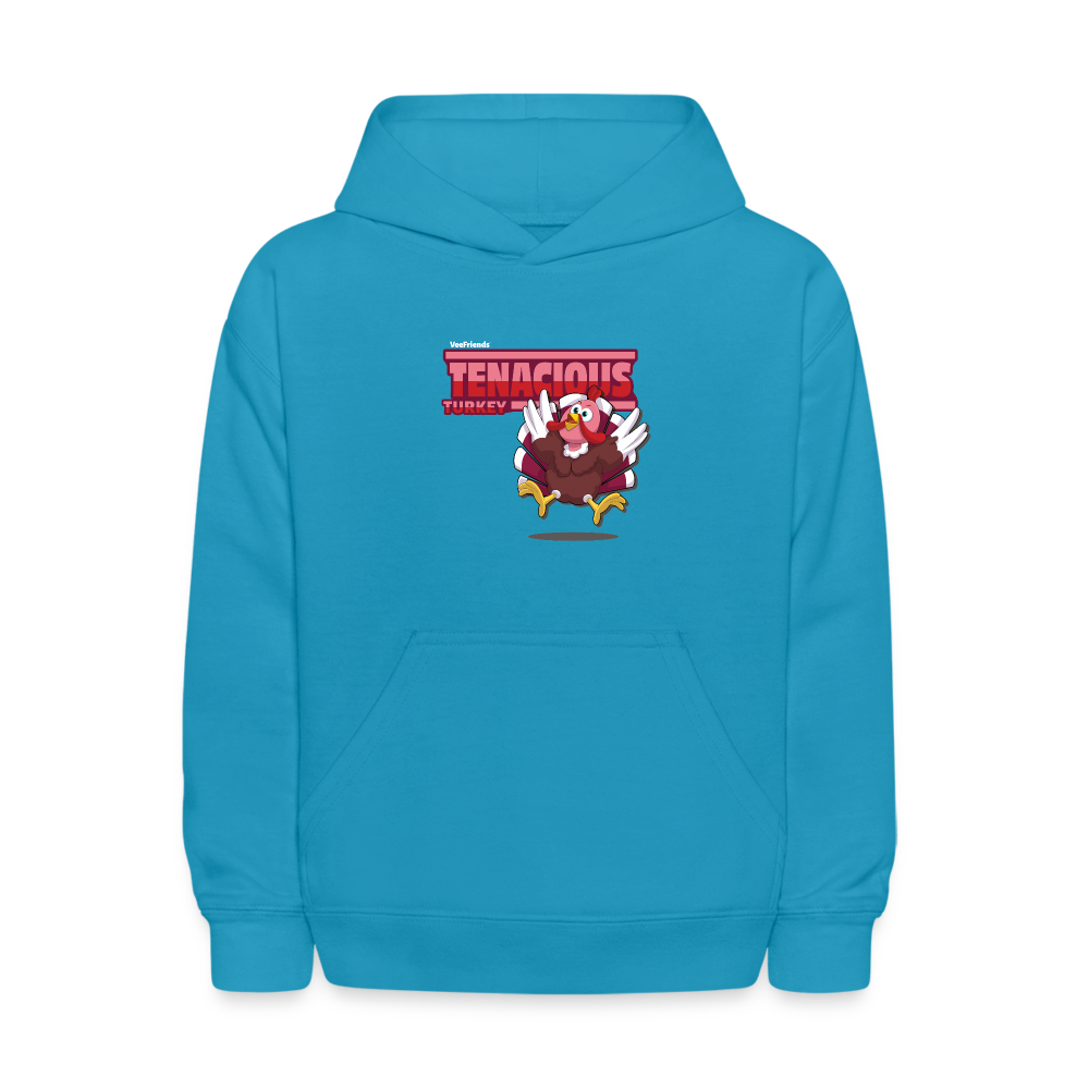 Tenacious Turkey Character Comfort Kids Hoodie - turquoise