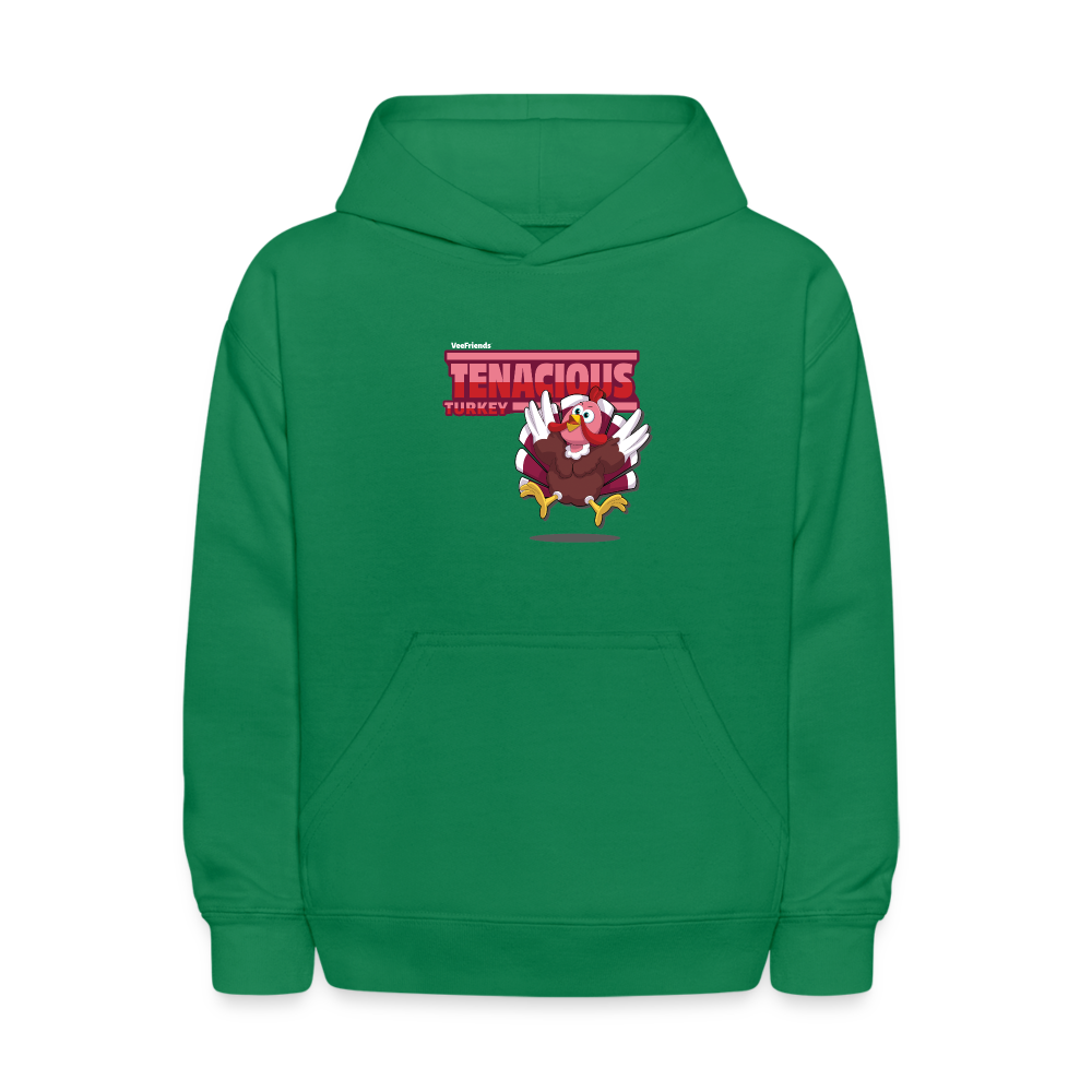 Tenacious Turkey Character Comfort Kids Hoodie - kelly green