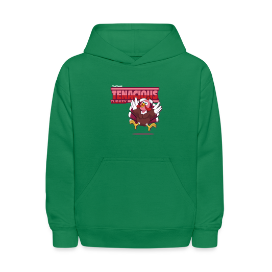 Tenacious Turkey Character Comfort Kids Hoodie - kelly green