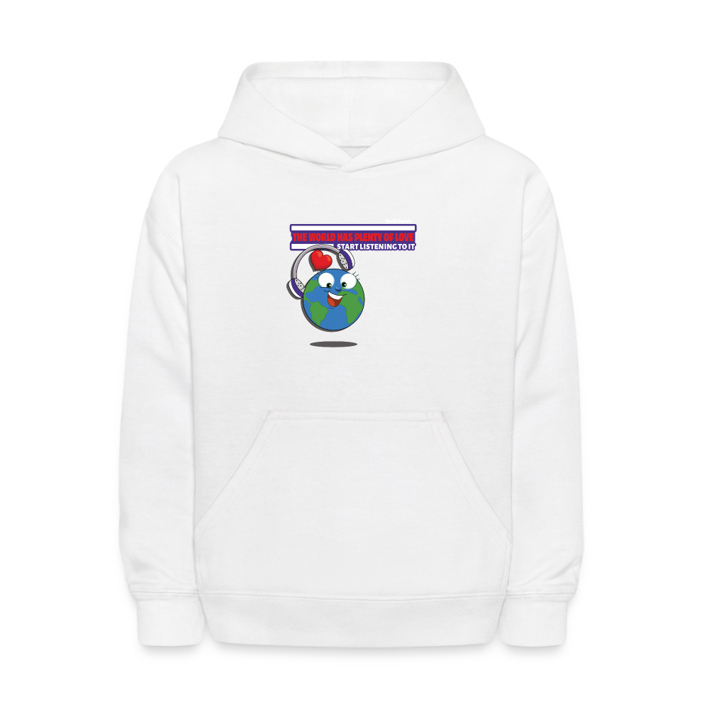 The World Has Plenty Of Love Start Listening To It Character Comfort Kids Hoodie - white