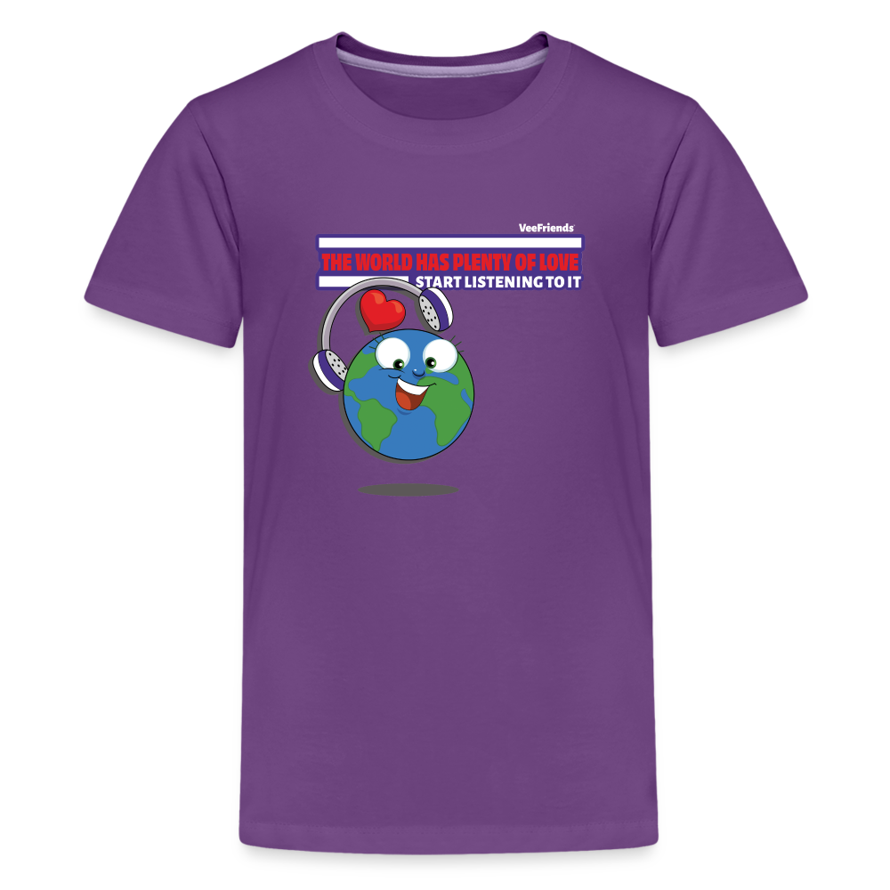 The World Has Plenty Of Love Start Listening To It Character Comfort Kids Tee - purple