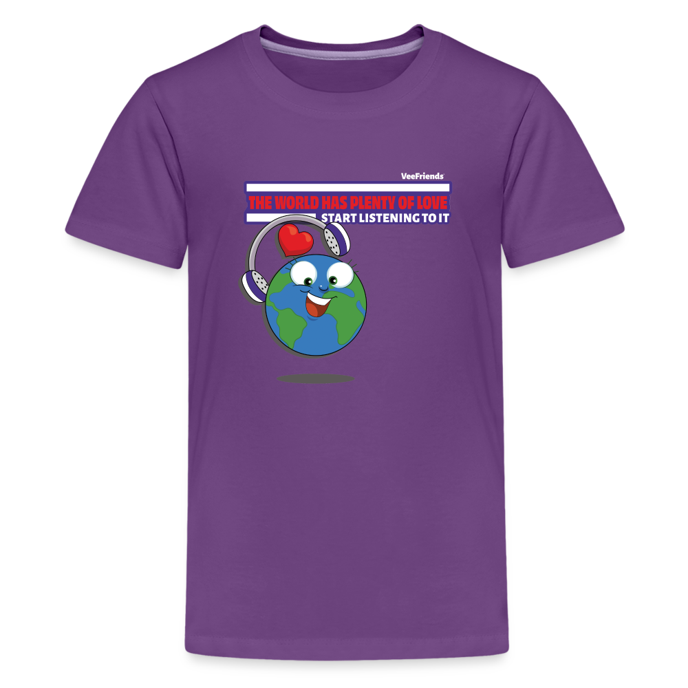
            
                Load image into Gallery viewer, The World Has Plenty Of Love Start Listening To It Character Comfort Kids Tee - purple
            
        