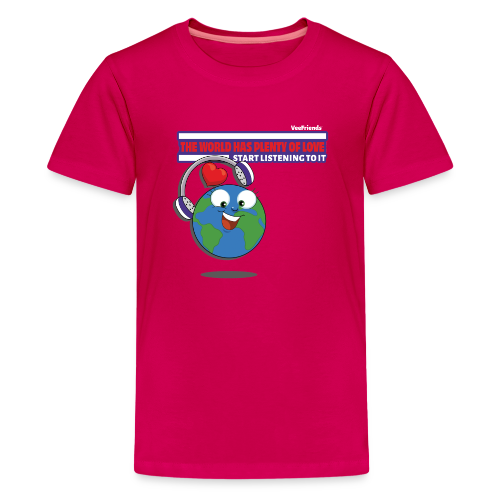 The World Has Plenty Of Love Start Listening To It Character Comfort Kids Tee - dark pink