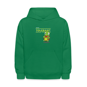 Tolerant Tortoise Character Comfort Kids Hoodie - kelly green